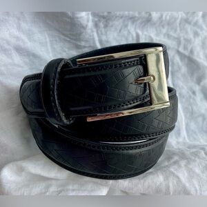 Women’s‎ Vintage Black Italian Leather Belt - Silver Buckle - Size 34